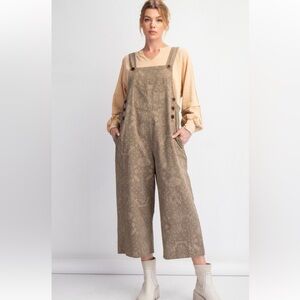 Easel Tan Jumpsuit with Button Details